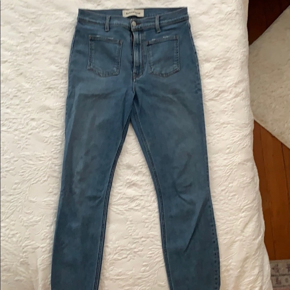 Reformation pocket front skinny crop